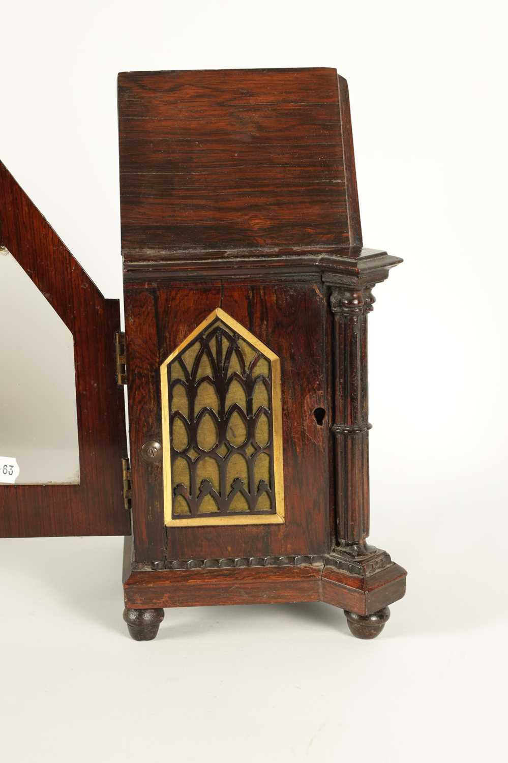 VINER & CO. LONDON. A 19TH CENTURY ROSEWOOD CASED GOTHIC REVIVAL DOUBLE FUSEE MANTEL CLOCK OF SMALL - Image 3 of 7