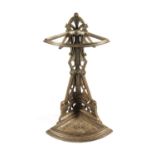 A LATE 19TH CENTURY FALKIRK AESTHETIC CAST IRON CORNER STICK/UMBRELLA STAND