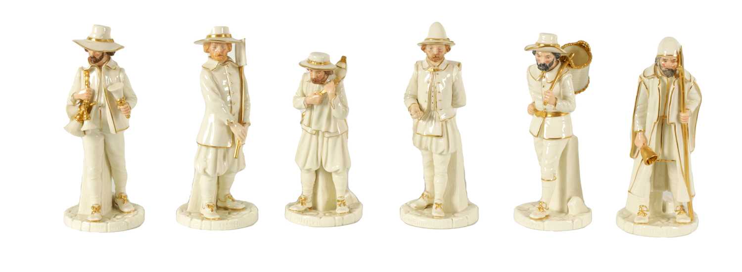 A GROUP OF SIX LATE 19TH CENTURY HADLEY'S WORCESTER FIGURES FROM THE CRIES OF LONDON SERIES