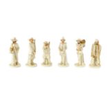 A GROUP OF SIX LATE 19TH CENTURY HADLEY'S WORCESTER FIGURES FROM THE CRIES OF LONDON SERIES