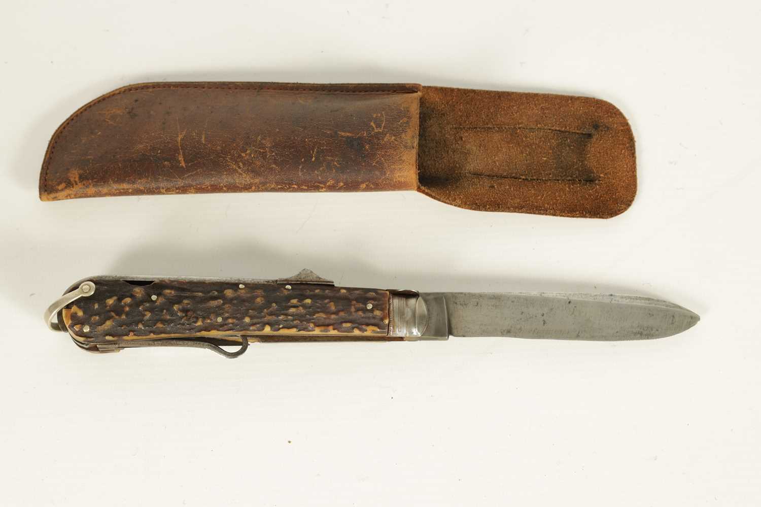 A LARGE 19TH CENTURY STAGHORN HANDLED FOLDING COACHMAN’S KNIFE BY HARRY FISHER - Image 8 of 9