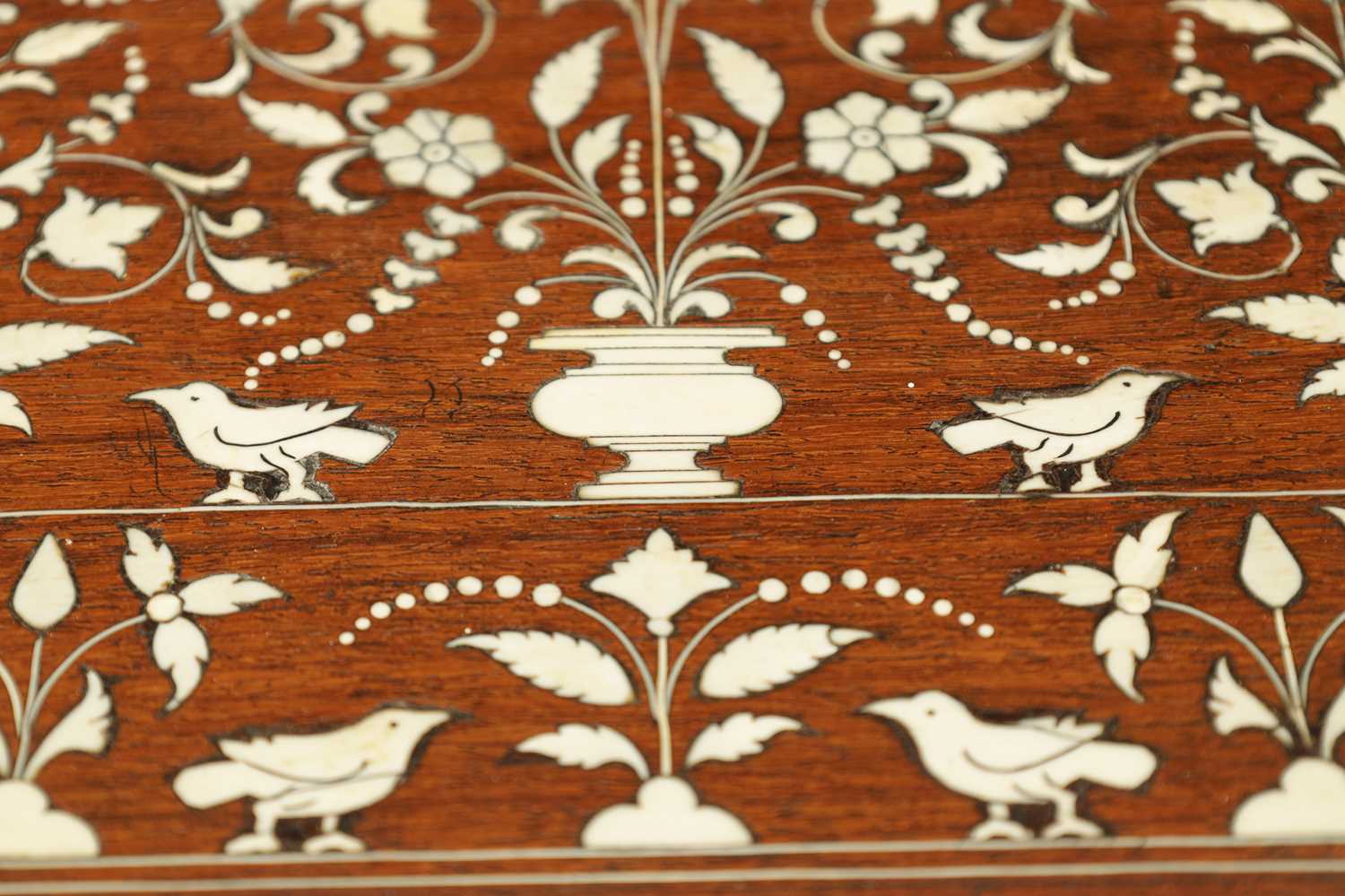 A GOOD 19TH CENTURY ANGLO INDIAN HARDWOOD AND IVORY INLAID TABLE CABINET - Image 6 of 13