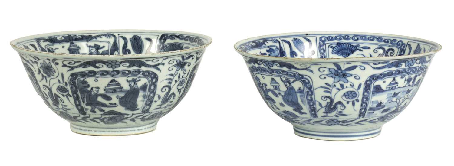 TWO 18TH CENTURY CHINESE BLUE AND WHITE PORCELAIN BOWLS