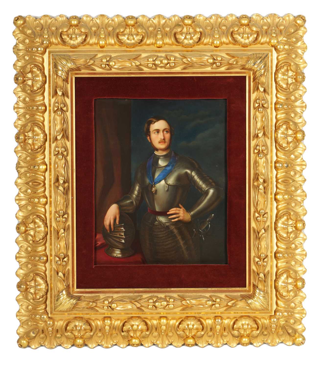 A LARGE 19TH CENTURY GERMAN PAINTED PORCELAIN PLAQUE OF PRINCE ALBERT