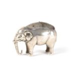 AN EDWARD VII SMALL SILVER PIN CUSHION IN THE FORM OF AN ELEPHANT