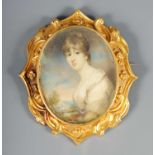 A REGENCY 18CT GOLD FRAMED MINIATURE PORTRAIT