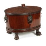 A GOOD GEORGE III OVAL MAHOGANY CELLARETTE