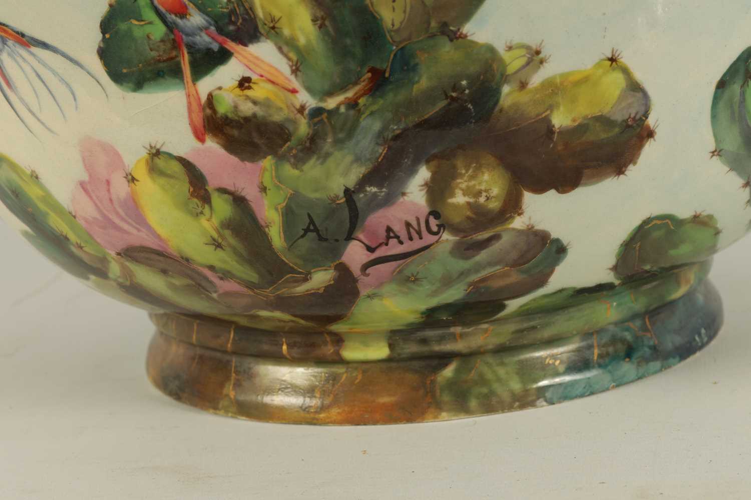 A LARGE 20TH CENTURY ART POTTERY BULBOUS JARDINIERE SIGNED A. LANG - Image 3 of 6