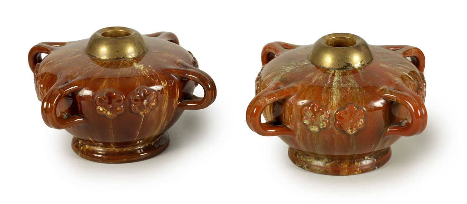 A PAIR OF LATE 19TH CENTURY LINTHORPE LAMP BASES CHRISTOPHER DRESSER
