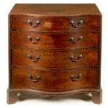 A GOOD GEORGE III FIGURED MAHOGANY SERPENTINE CADDY TOP CHEST OF DRAWERS