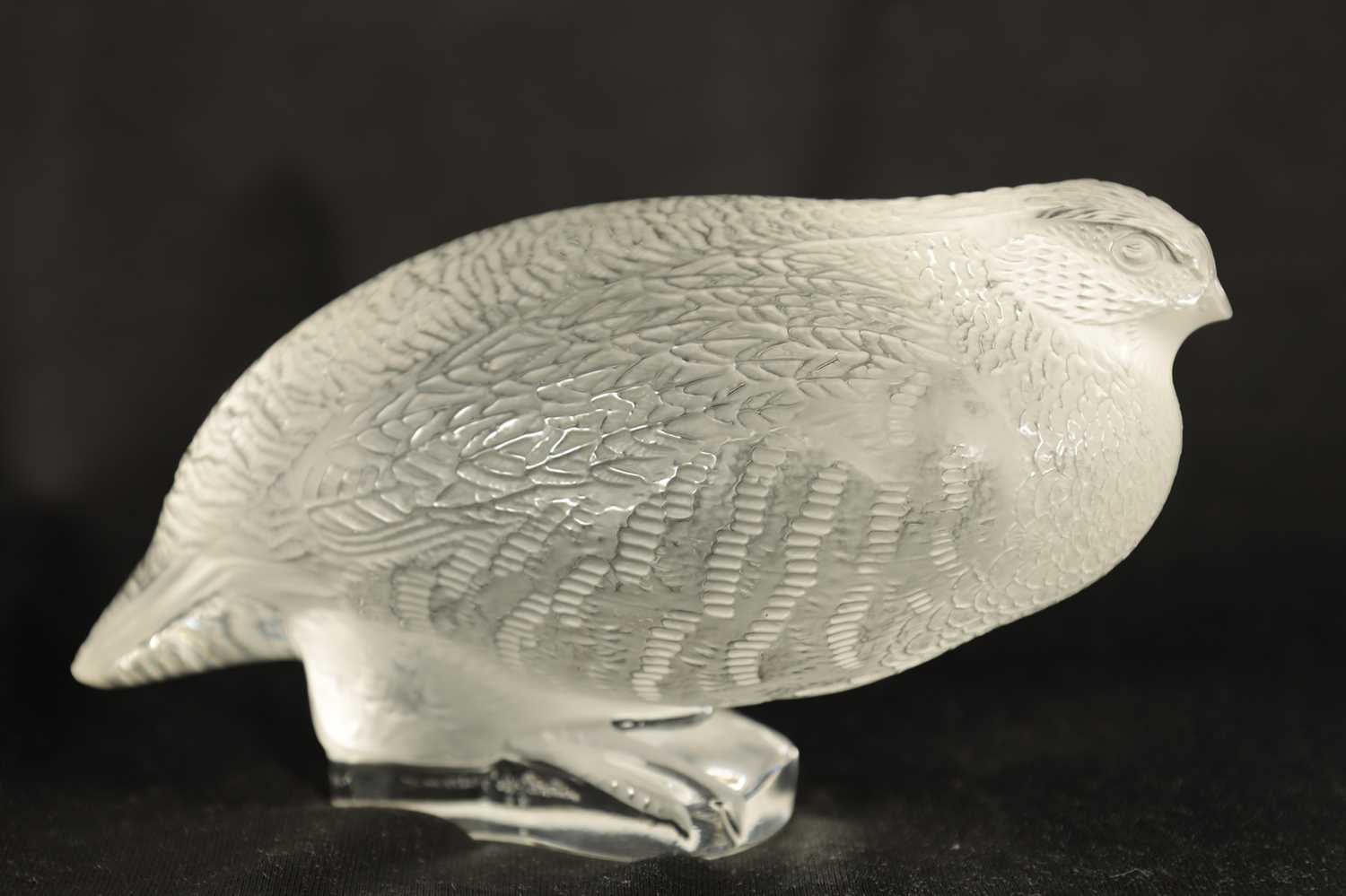 A LALIQUE FRANCE FROSTED GLASS BIRD SCULPTURE - Image 5 of 10