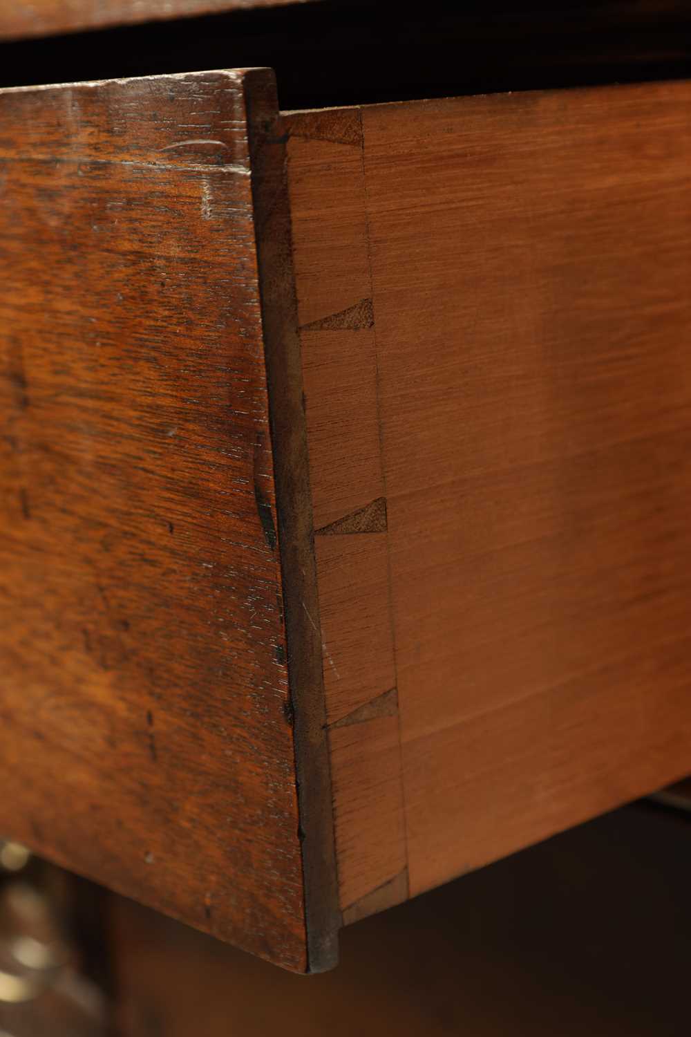 AN UNUSUAL LATE 19TH CENTURY WALNUT SMALL CHEST OF DRAWERS BY E. WALKER CABINETMAKER AND DATED 1893 - Image 7 of 7