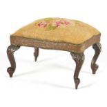 AN EARLY VICTORIAN MAHOGANY MINIATURE NEEDLEWORK STOOL