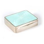 AN UNSUAL GEORGE V SILVER AND GUILLOCHE ENAMEL RECTANGULAR COMPACT