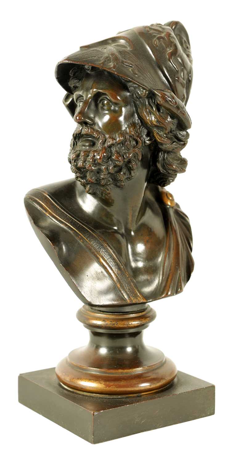 A 19TH CENTURY BRONZE BUST OF AJAX THE GREAT