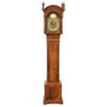 AN EARLY 20TH CENTURY CHIPPENDALE STYLE MAHOGANY THREE TRAIN QUARTER STRIKING GRANDMOTHER CLOCK
