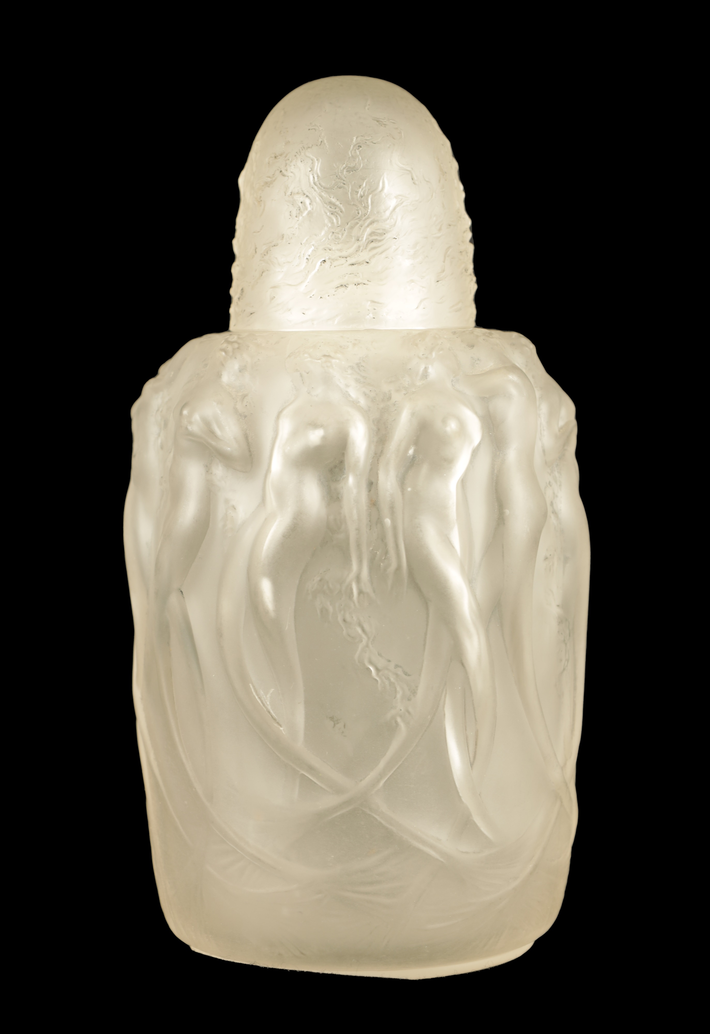 A RENE LALIQUE OPALESCENT 'SIRENES' BRULE PARFUMS FROSTED PERFUME BURNER