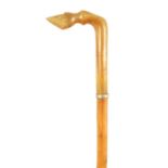 AN EARLY 20TH CENTURY RHINOCEROS HORN HANDLED WALKING STICK