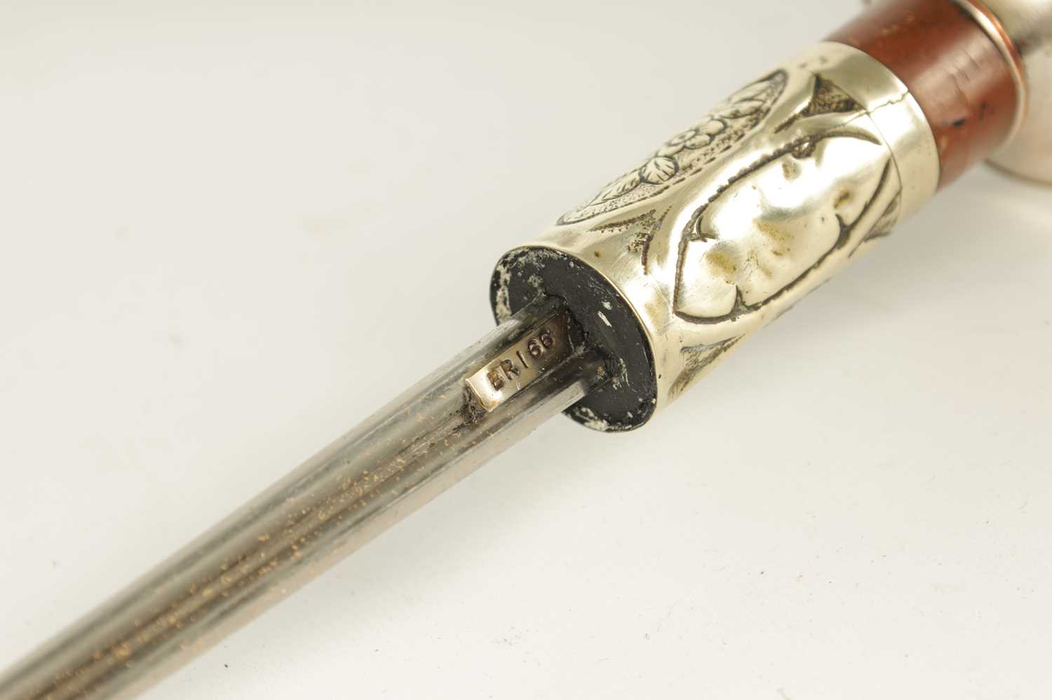 AN ART NOUVEAU MALACCA AND SILVER METAL SWORD STICK - Image 7 of 7