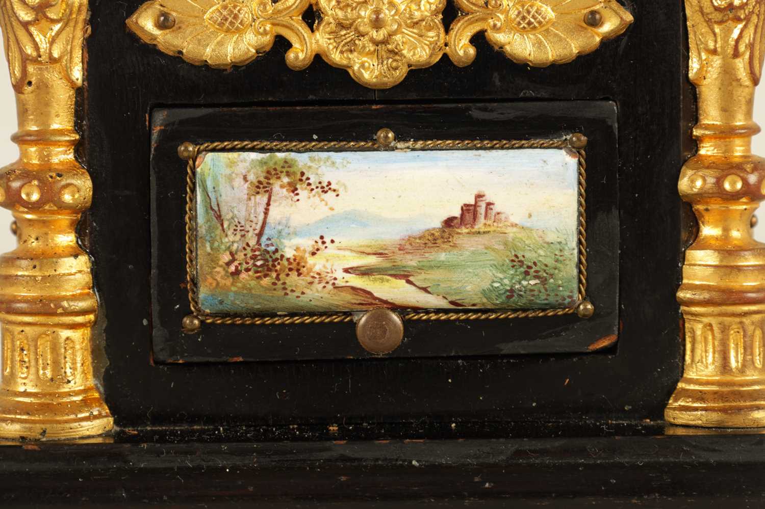 A LATE 19TH CENTURY AUSTRIAN VIENNESE EBONISED AND ENAMEL MANTEL CLOCK - Image 7 of 21