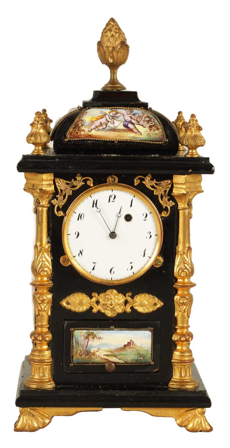 A LATE 19TH CENTURY AUSTRIAN VIENNESE EBONISED AND ENAMEL MANTEL CLOCK - Image 2 of 21