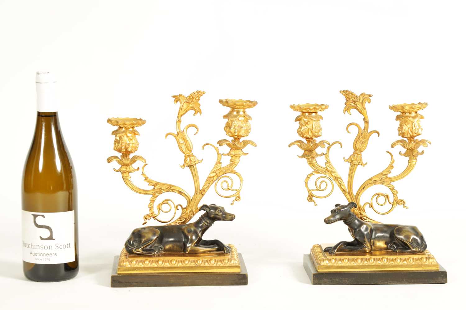 A PAIR OF REGENCY BRONZE AND ORMOLU TWO BRANCH CANDELABRA - Image 2 of 8