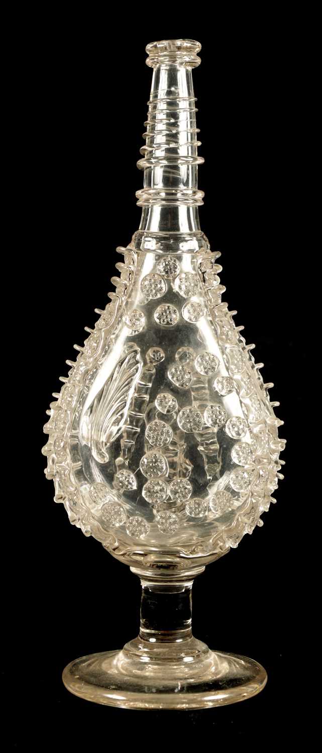 AN 18TH CENTURY LARGE TAPERING CLEAR GLASS FLASK - Image 2 of 5