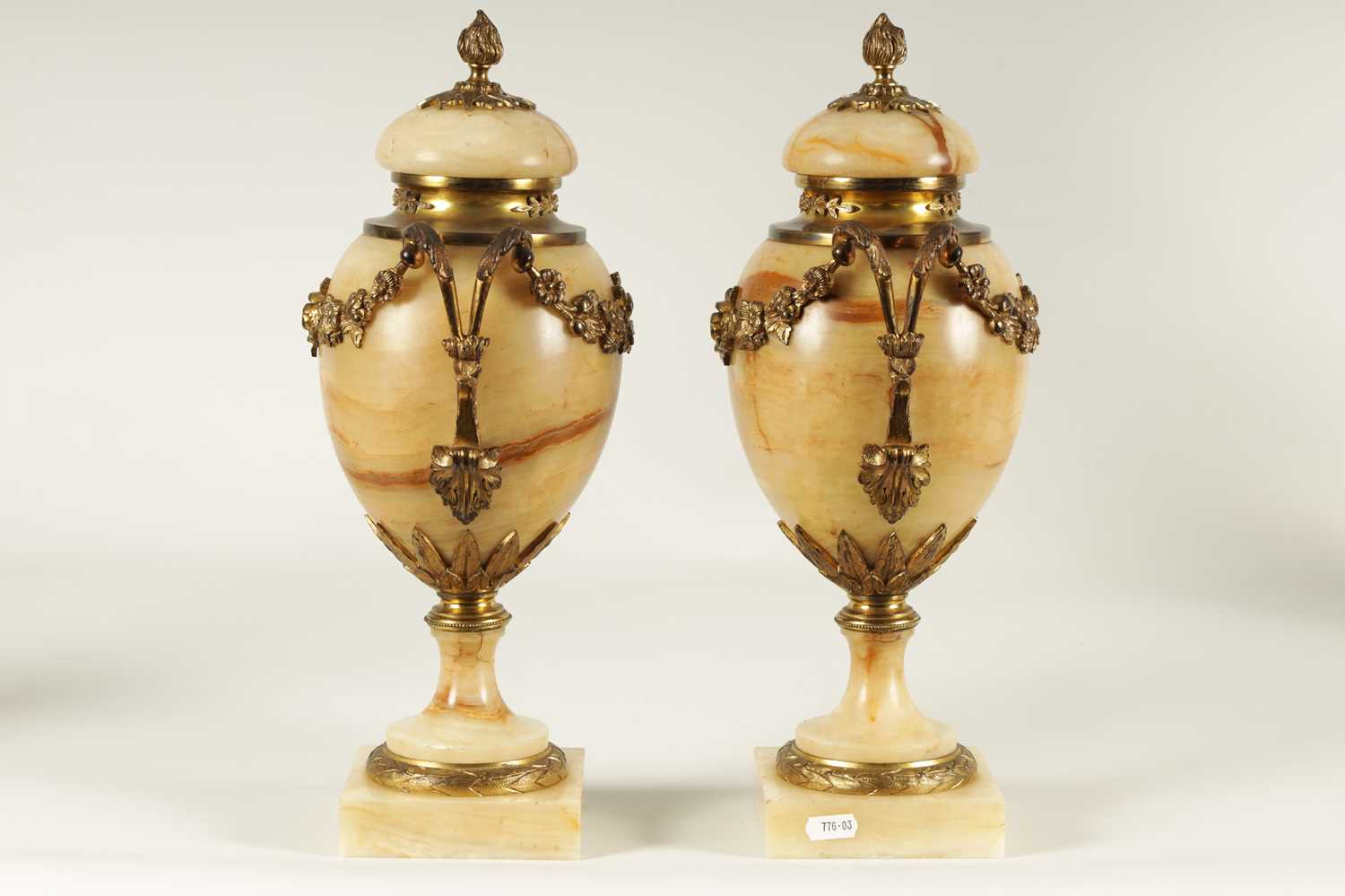 A PAIR OF 19TH CENTURY FRENCH SIENA MARBLE AND ORMOLU MOUNTED CASSOLETTES - Image 8 of 13