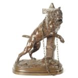 PROSPER LECOURTIER (1855 - 1924) A LATE 19TH CENTURY BULL MASTIFF DOG BRONZE SCULPTURE