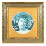 AN EARLY 20TH CENTURY ARTS AND CRAFTS MINTON CIRCULAR PORCELAIN PLAQUE
