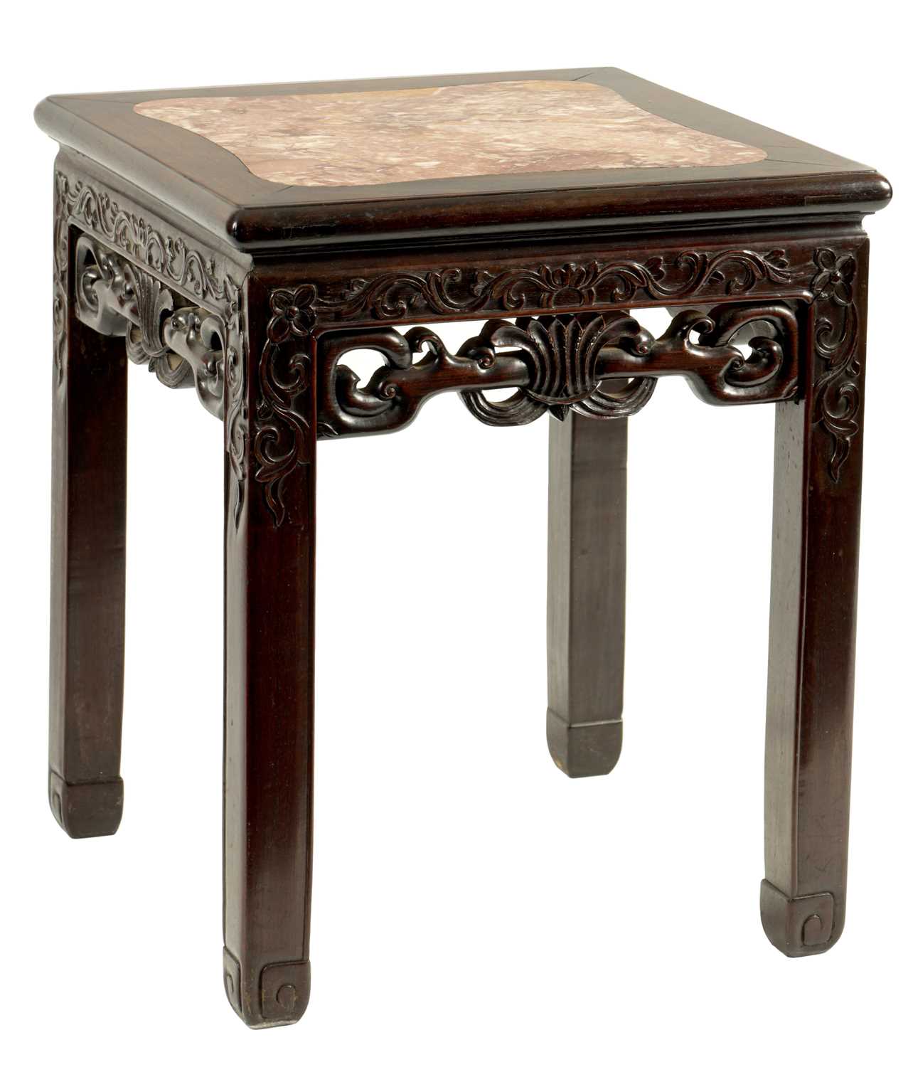 A 19TH CENTURY CHINESE HARDWOOD JARDINIERE TABLE