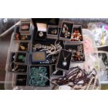 Large tray of assorted Costume jewellery inc. Pearl necklaces