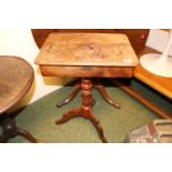 Victorian Rectangular Mahogany sewing table with singe drawer over Carved stem support and tripod