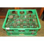 Collection of Vintage Advertising Milk bottles in a Dairy Crest Crate