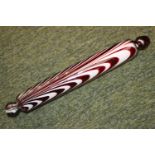 19thC Nailsea Red and Opaque glass Rolling Pin