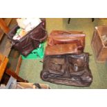 Collection of Vintage Leather Bags and a Leather Suit bag
