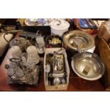 Colelction of assorted Silver plated table ware inc. Cruet set Silver backed dressing able brush etc