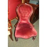 Victorian Mahogany framed Spoon back chair on turned caster feet