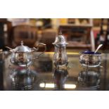 Mappin & Webb Silver 3 Piece Silver Cruet set London 1949