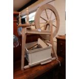 Vintage Beech Spinning Wheel and accessories