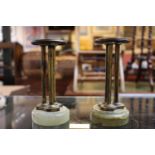 Pair of 19thC Onyx based Garniture Brass Columns