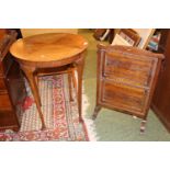 Walnut Quartered veneer circular table on long cabriole legs and a Oak folding cake stand