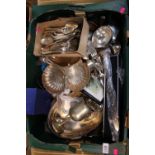 Box of assorted Silver plated tableware and flatware