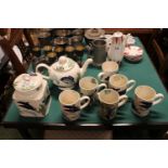 Royal Winton Traditional Sponge ware pattern set of Mugs, Teapot and storage Jar