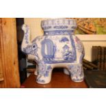 Pottery Blue & White Elephant Jardinière stand