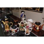 Collection of Pottery Teapots and a Napoleon spill vase
