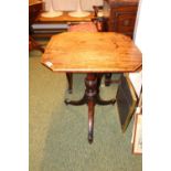 Georgian Mahogany Octagonal table with Baluster turned support over tripod base. 56cm in Diameter