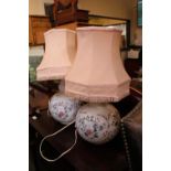 Pair of Pottery Lamp bases with shades