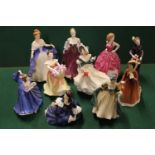 Collection of 10 Royal Doulton figurines Christmas Day 2002 HN 4422, Lesley HN 2410, True Love HN