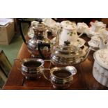 4 Piece Edwardian Silver plated Tea & Coffee Set with ebony handles